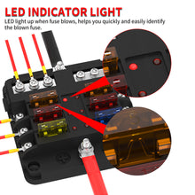 Load image into Gallery viewer, Heavy-Duty Waterproof 12V 6-Circuit Fuse Block with LED Indicators