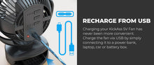 Load image into Gallery viewer, KickAss Portable 5V Clip Fan with White LED Light
