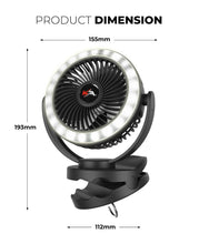 Load image into Gallery viewer, KickAss Portable 5V Clip Fan with White LED Light