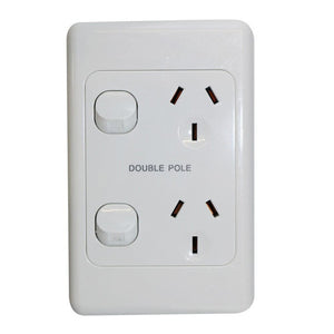Double Pole Double Power Point- Vertical  | 10A 250V | Caravan-Ready
