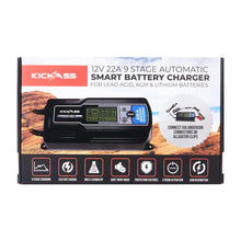 Load image into Gallery viewer, KickAss 12V 22Amp - 9 Stage Automatic Smart Battery Charger for Lead Acid, AGM &amp; Lithium Batteries
